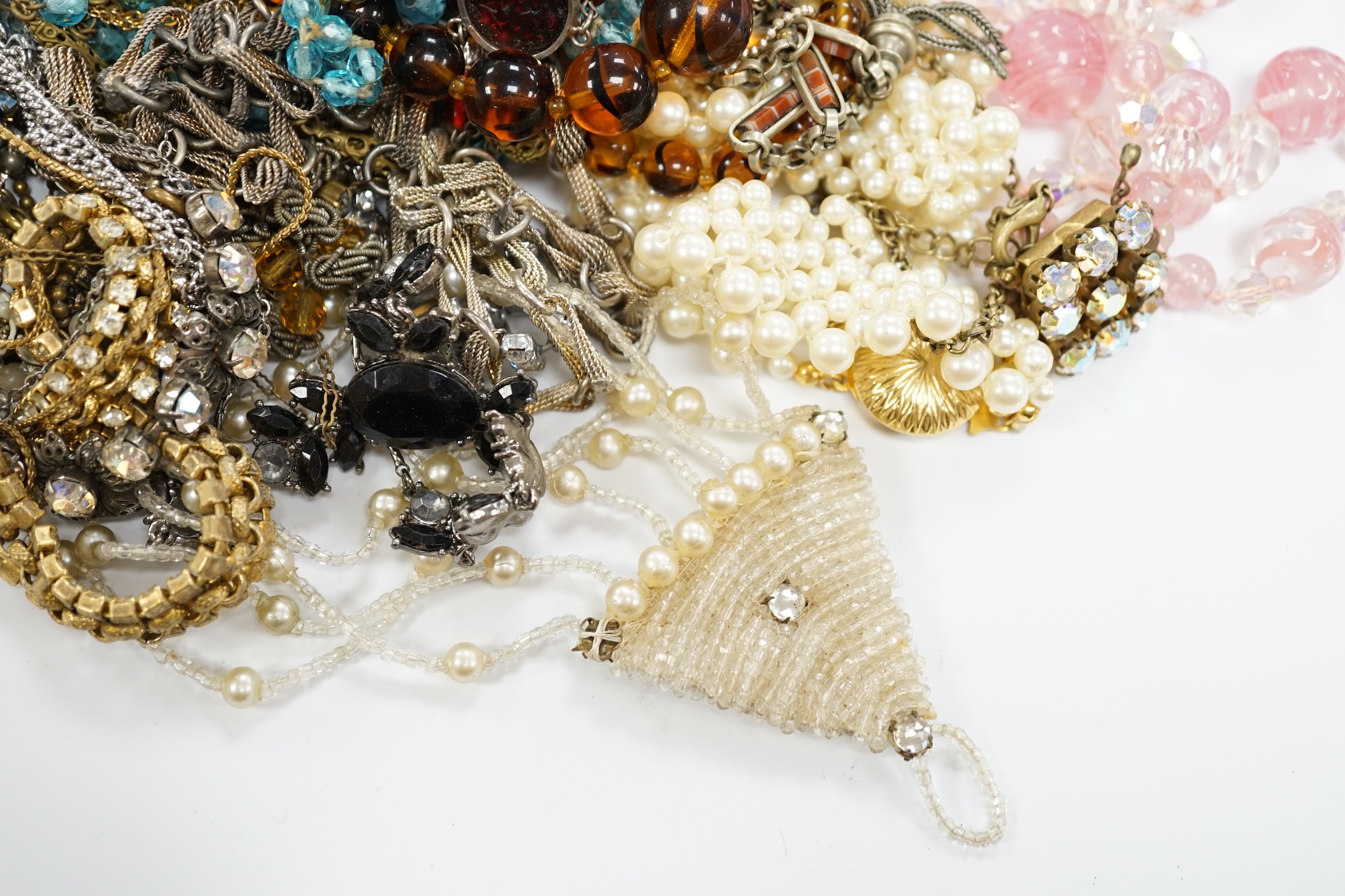 Nine bags of assorted costume jewellery, including bracelets, necklaces, brooches, etc.